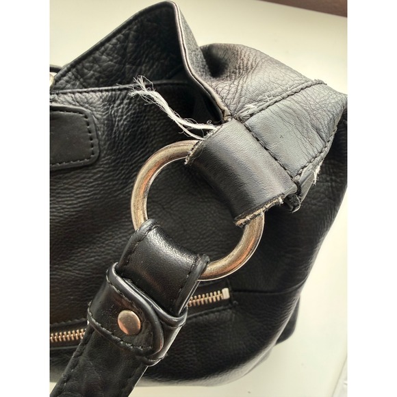 Frye Heidi Black Pebbled Leather Hobo Bag with Tassels - Picture 11 of 16